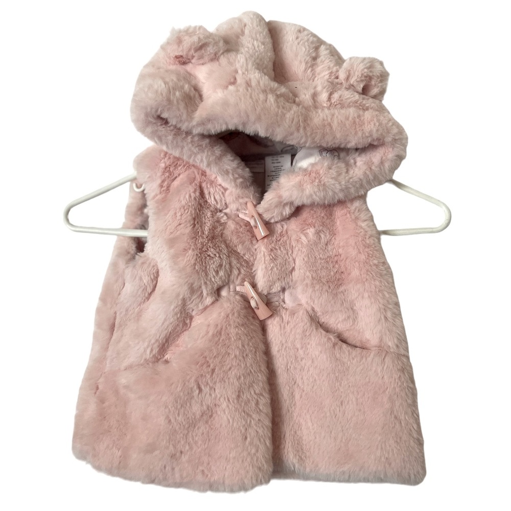Catherine Malandrino Mini Pink Girls Faux Fur Bear Ears Bunny Tail Vest size 18M